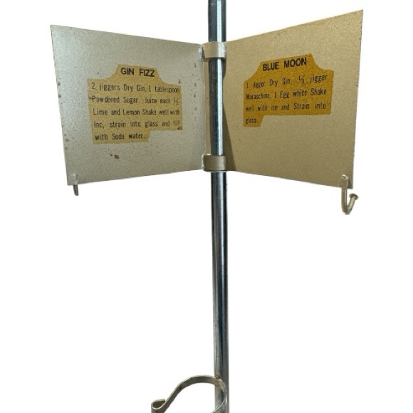 MCM Vintage Bar Accessory Set on Stand with Drink Recipe Cards - Picture 5 of 16